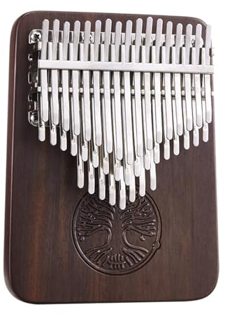 Professionelles Kalimba-Daumenklavier mit 24/42 Tönen – rückseitige Rille for verbesserten Klang, Fingerklavier aus afrikanischem Walnussholz mit Koffer und Stimmhammer(42Tone)