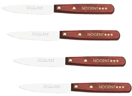 Nogent 3 Etoiles 02000B Couteau Office Lisse Classic Bois, Merisier, Brown (Lot de 4)