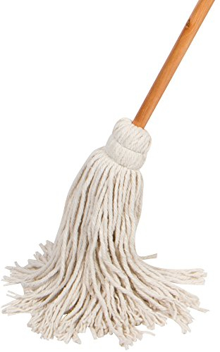 American Market Mocio in cotone con manico in legno massiccio (311,8 g, bianco)