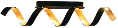 Luce Design LED Deckenleuchte Helix, längliche Deckenlampe aus Metall in Schwarz/Gold, 20 Watt, 1800 Lumen,Wohnzimmerlampe, Lichtfarbe 3000 Kelvin (warmweiß), in 3 Stufen per Zimmerschalter dimmbar
