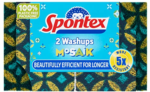 Spontex Washups Mosaik Lot de 2 éponges à récurer