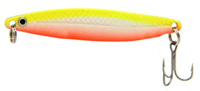 Fladen Nidingen Flash 28g - unser beliebter Blinker in sechs neuen UV-Farben, ideal für Meerforelle und Lachs (Yellow White Orange UV)