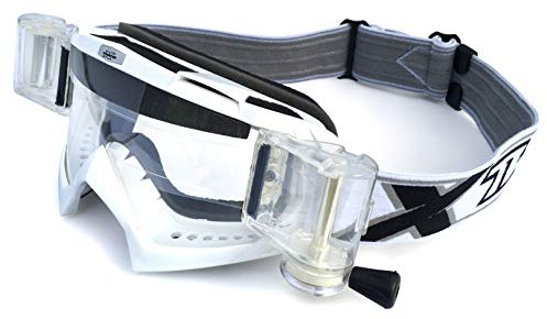 TWO-X Cross-Brille - Roll Off - MX Brille - Motocross-Brille mit Klarglas - Kratzfeste Motorrad-Brille - Enduro & Downhill - Modell Race - Weiß