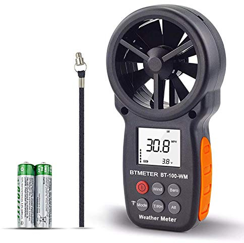 BTMETER Digital Anemometer Barometer Handheld, for Wind Speed Temperature Wind Chill Tester w/Humidity, Altitude, Barometric Pressure Meter for Climbing Drone HVAC CFM BT-100WM