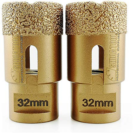 SHDIATOOL Dry Diamond Drill Core Bit 2PK 32mm Hole Saw with M14 Thread for Porcelain Tile Granite Marble