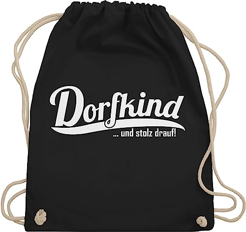 Shirtracer Turnbeutel Rucksack - Sprüche Statement mit Spruch - Dorfkind und stolz drauf I Landleben I Dorfkinder - Unisize - Schwarz - rucksäcke bin beutel+rucksack+mit+sprüchen sprueche dorf beutel
