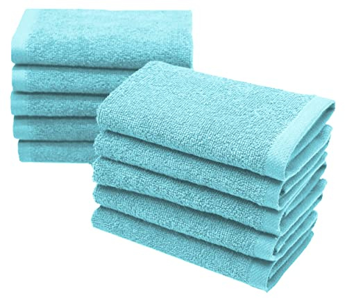 ZOLLNER 10er Set Seiftücher - weiche und saugstarke Waschlappen - waschbar bis 95°C - Baumwolle - 30x30 cm in azurblau