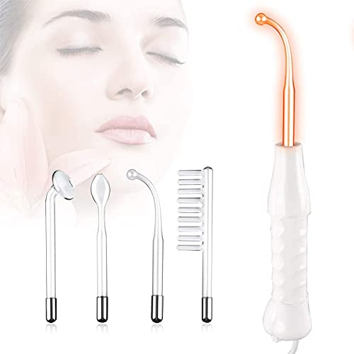 High Frequency Facial Wand Machine, ‎FAZJEUNE 4 in 1 Portable Frequency Face Massager Face Care Skin Tightening Machine Set Acne Spot Treatment Kit Reducing Puffy Eyes Wrinkles Dark Circles Freckle