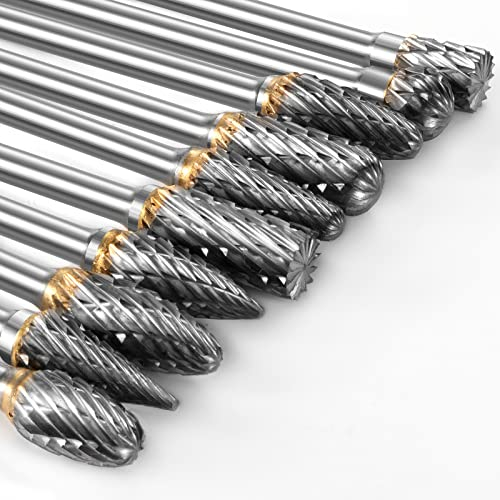 Set di frese rotanti in carburo di tungsteno, accessori per dremel, frese in metallo duro con gambo da 1/8 per Intaglio, Lucidatura, Incisione