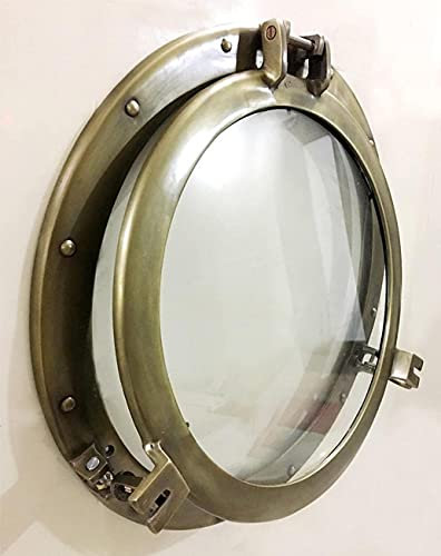 Porteojos de buey marítimos para colgar en la pared, ojo de buey redondo marrón, ventana de buey de vidrio, latón, espejo de ventana, decoración de pared, ojos de buey