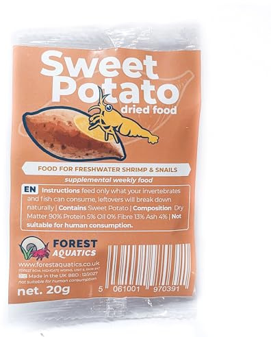 Sweet Potato Natural Food for Shrimp Snails Plecos Nerites Ramshorns (20g)