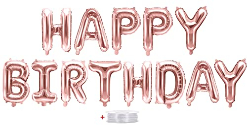 Folienballon Girlande Happy Birthday Rosegold Deko-Set Geburtstag Kinder Erwachsene Kindergeburtstag Partykette Dekoration Luftballons