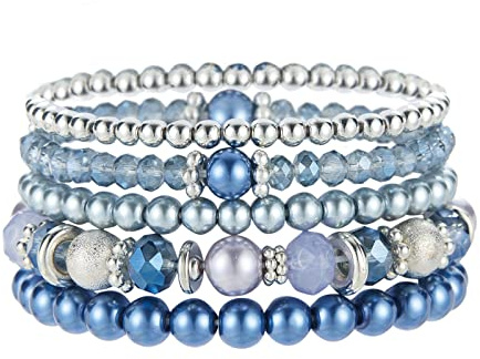 FULU AUTUMN Damen Kristall Perlen Armband Mehrschichtiges Steine Armband Boho Modeschmuck Beste Freundin Geschenke