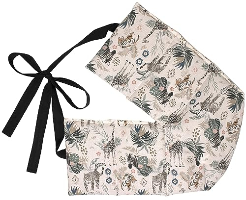 Traubenkernkissen 7-Kammer mit Band, 65x15 Bio-Stoff Wilde Tiere - Wärmekissen, Körnerkissen, Mikrowelle und Backofen