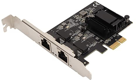 Bewinner Tarjeta de Red Gigabit PCIe de Doble Puerto, RTL8125B 2500/1000/100Mbps Tarjeta PCI Express Gigabit Ethernet Controlador LAN RJ45, Adaptador de Red PCIe 2.5GBase T para Servidores