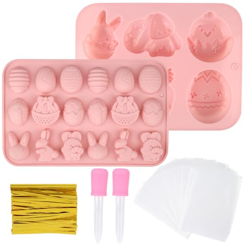 GUOYIHUA Ostern Schokolade Silikonformen 2 Stück, Ostereier Osterhase Schokoladenformen, 24 Hohlräume, Backformen aus Silikon, Bonbonformen und Eiswürfelformen