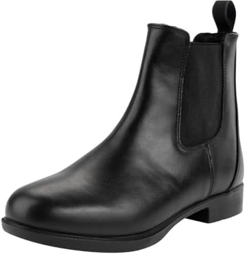 Contrace Vegane Reitstiefeletten Jodhpur Winter – Schwarz – Gr. 29-46 | Mädchen & Damen Chelsea Boots aus Kunstleder – atmungsaktive Stiefeletten z. Reiten – Teddyfutter & Micro-Mesh-Lining