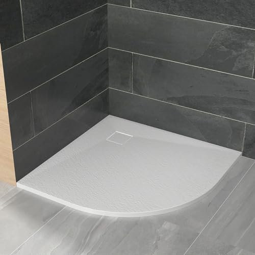 EMKE Receveur de douche,90x90 cm,Blanc,receveur de douche plat en forme d'éventail antidérapant SMC receveur de douche coupé sur mesure