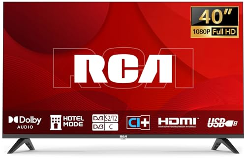 RCA TV 40 Pollici (100 cm) Full HD LED TV Tripla Sintonizzatore (DVB-T/T2-C-S/S2) Televisione con Dolby Audio HDMI Lettore multimediale USB CI+ Modalità Hotel (NRB40FQ1, 2024)