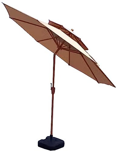 WYRMB Parasol de jardin à long manche, tête secouable, colonne en fer, avec base de réservoir, 9 pieds, 8 nervures, manivelle ouverte, base remplissable