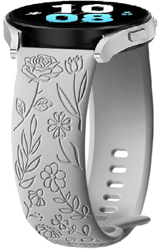 Silikon Klockarmband för Garmin Vivomove 4S,Vivoactive 3S,Venu 4 41mm/3S/2S, 18mm Flower Sport Ersättningsrem Armband Ersättningsband för Huawei Watch 5 42mm/GT 6/5/4 41mm