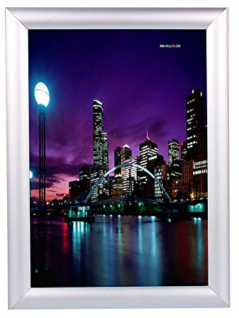 Ausla A4 Picture Frame, Aluminum Waterproof Snap Photo Frame with PVC Cover Poster Holder Clip Wall Mounting Options for Office Cafe