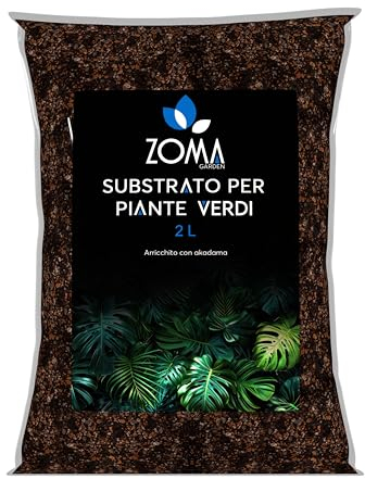 ZOMA Terriccio Piante Verdi di Qualità Superiore, Terriccio universale Senza Compostati, Alto Drenaggio e Contenuto di Nutrienti, Terra per piante con Humus di Lombrico - Sacco 2 Litri