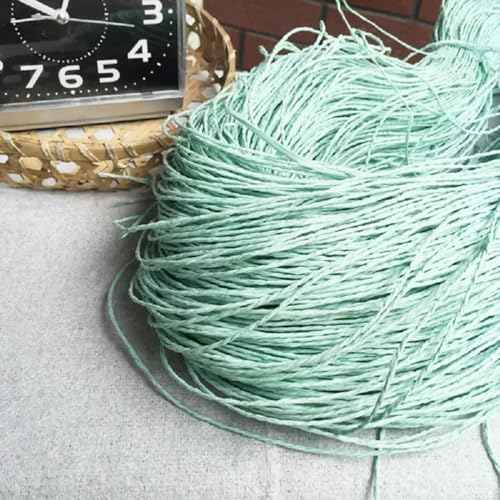 LINLN Hilo de Paja de Rafia Natural de Verano de 600M, Hilos de Paja de Papel de Ganchillo, artesanías para Tejer DIY, Sombrero, Bolso, Cesta, Material de ratán