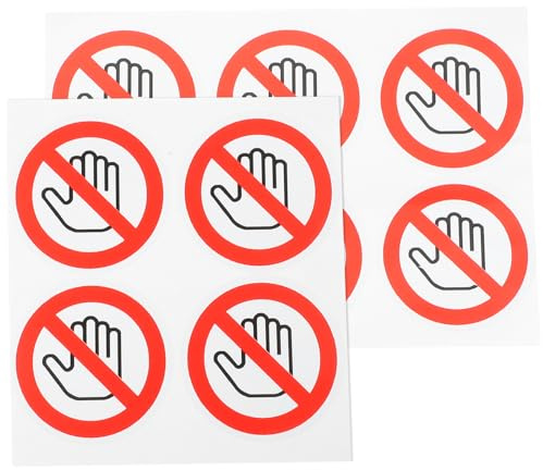 Tofficu do Not Touch Stickers 10 Pack 1 Inch Round Self-Adhesive Warning Labels for Industrial Equipment Safety Hands off Decals for Warehouse and Factory Use