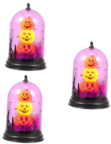 HOMSFOU 3St Halloween-Schädellichter halloween pumpkin halloweenkürbis halloween outfits Schädel-Laterne Kürbislaternenlichter Outdoor- dekorative LED-Lampe Halloween-LED-Laterne Abs