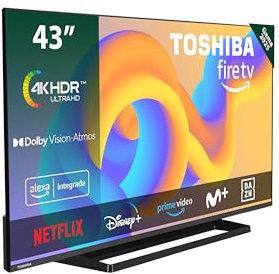 Toshiba 43UF3F63DAE 4K UHD Smart Fire TV 43 Pulgadas (Ultra HD, HDR10, Control de Voz Alexa,Airplay)