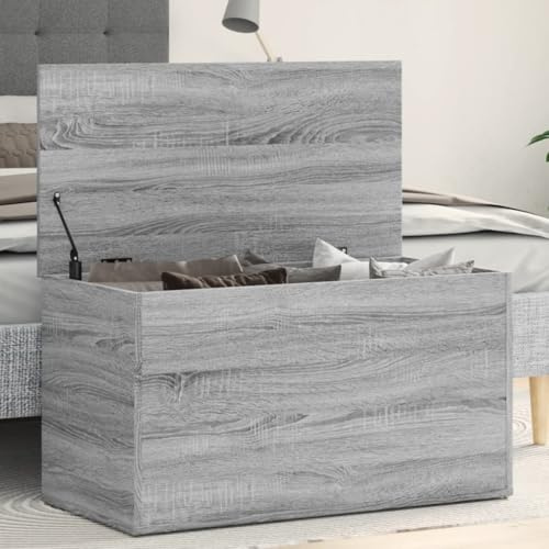 Myheimly Aufbewahrungstruhe Spielzeugtruhe Spielzeugkiste Couchtisch Beistelltisch Truhe Aufbewahrungsbox Grau Sonoma 84x42x46 cm Holzwerkstoff