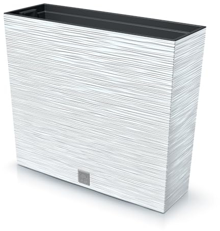 Tymar Blumenkasten Blumenkübel hoch Pflanzkasten Outdoor Blumentopf sichtschutz länglich pflanzgefäße für draussen rechteckig (Weiß; 58x18x50cm)