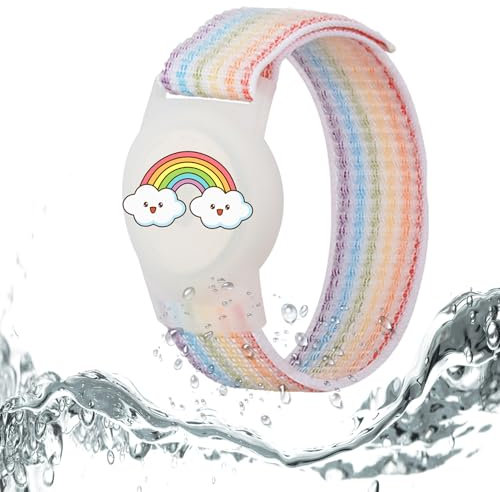 Dingfeiyu Airtag Pulsera niño, Funda Airtag Llavero Case Holder, Correa protección niños, localizador GPS Pulsera para niño Anti-arañazos