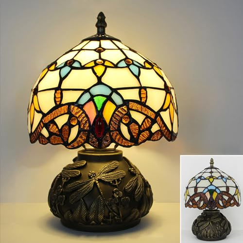 Lampe à poser, lampes de table baroque de série, lampe de chevet vintage chambre en vitrail (A)