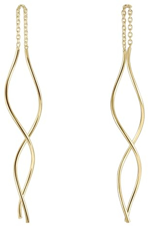 Spiral Ohrringe Silber 925 - leichte Durchzieher für Damen | Lange Ohrhänger 50x1mm aus 925 Sterling Silber wahlweise mit wasserfester Vergoldung von MATERIA by Matthias Wagner