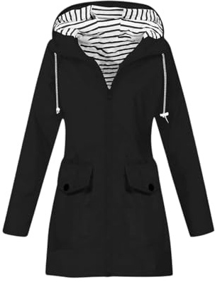 TOFOTL Giacca da Pioggia Antivento E Antipioggia Donna Spolverino Donna Mezza Poncho 3 Leggero Soft Tuta Antipioggia Giacche Curvy Cappotto Kit Giacca Impermeabile Poncho 11Nero M