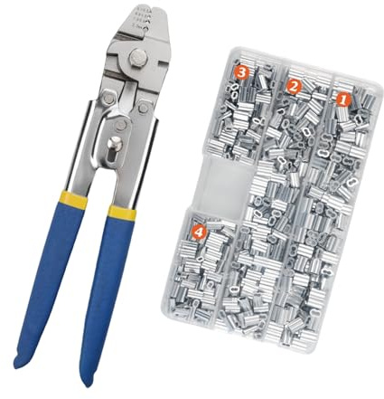 Pinza crimpatrice ad alta efficienza con manicotti in alluminio fino a 2,2 mm, per lenze da pesca e progetti artigianali, pinza crimpatrice ergonomica