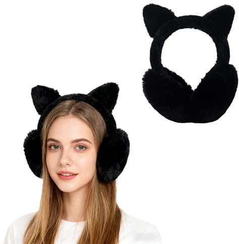 Greyoe Cache Oreille Femme 1 pièce, Cache Oreille Fille, Ear Protector Hiver Pour Ski, Cyclisme, Pendule | Design Mignon - Oreilles de chat, Peluche Confortable à l'abri du Vent