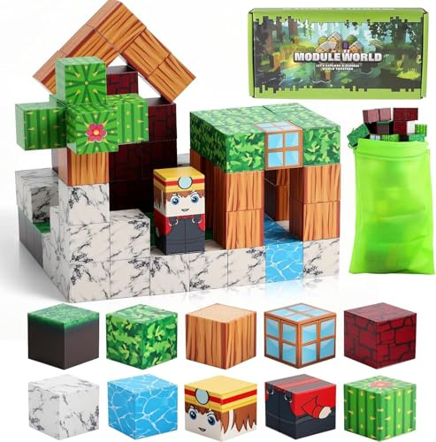 Funykich Magnetiska byggstenar, 100 st. magnetiska byggstenar, magnetleksak, Montessori, kreativa leksaker för barn från 3 4 5 6 7 8 9, magnetspel, barnleksaker, presenter för pojkar och flickor