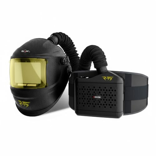 Solter HELLMET R-35 FLOW, pantalla automática con PAPR TH3P, visor 116×81 mm, DIN 4–8/9–13, caudal 170/200/230 L/min, 4+1 sensores, protección respiratoria activa para soldadura y amolado