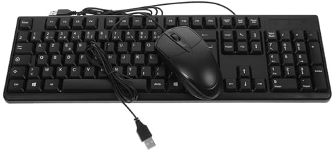 FELTECHELECTR Clavier et Souris USB Filaire pour PC Bureau, Ensemble Complet Pavé Numérique, Taille Standard, Connexion USB Pratique, Utilisation Informatique Quotidienne, Clavier Simple Noir