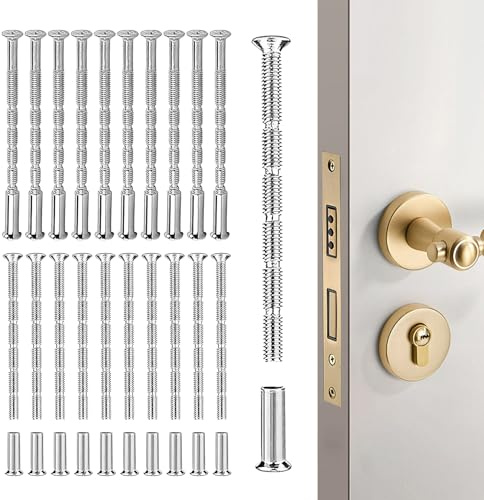 30 PCS M4 Door Handle Bolt, Universal M4 Door Handle Bolt Through Fixings, Nickel Door Handle Screws, for Door Handles, Locks and Covers, Cabinets, Drawers.