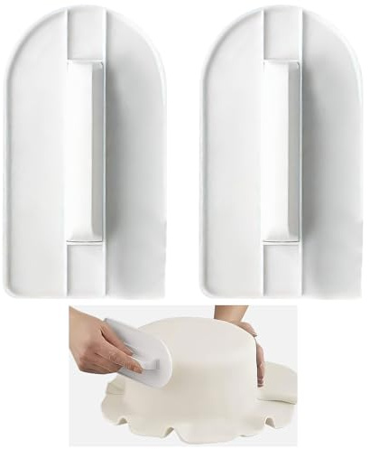 2Pcs Professional Cake Smoother Polisher, Fondant Smoother Cake Icing Smoother Tool, Flat Edge Cake Smoother, Cake Baking Tools Suitable for Home Kitchens Cake Shops Candy Shops