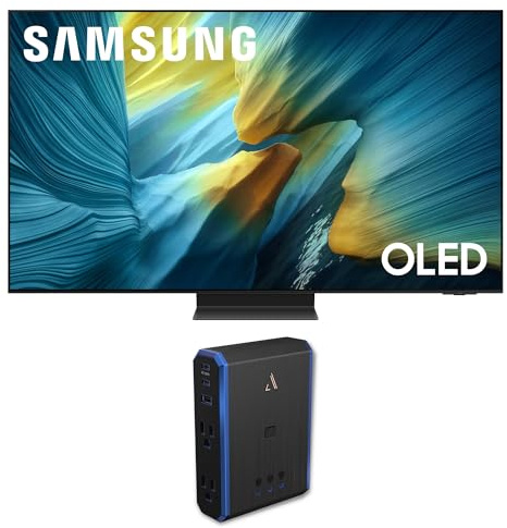 Samsung 55-Inch Class OLED S95F 4K Glare Free Smart TV NQ4 AI Gen3 Processor, OLED HDR Pro, Motion Xcelerator 164Hz, Dolby Atmos Bundle with an Austere 5S-PS4-US1 4-Outlet Power (2025)