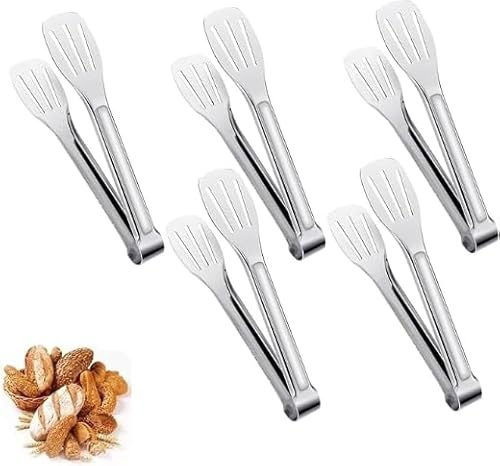 5pcs Kitchen Tongs, Non Stick Food Serving Tongs, Stainless Steel Buffet Tong Frying Tong for Salad BBQ Pasta(7 Inch)