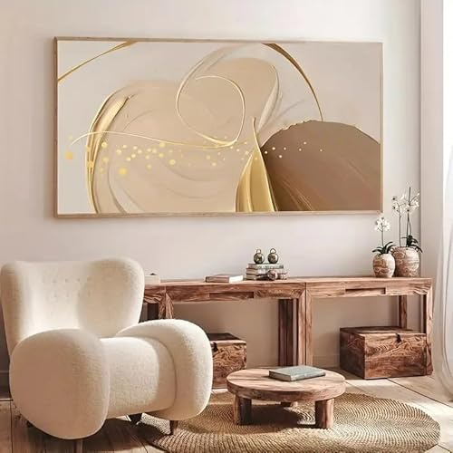 GOSRD Abstraktes Wandbild auf Leinwand, modernes nordisches Druckgemälde, leichte, luxuriöse und schlichte Dekoration für Wohnzimmer und Schlafzimmer (70 x 140 cm)