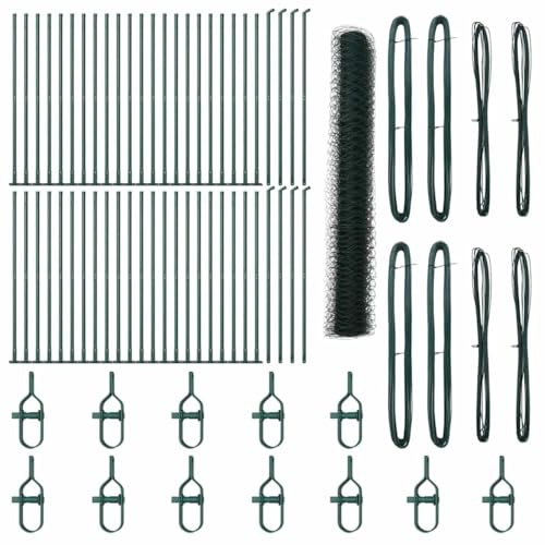Xhnifbn Stahl-PVC Zaunset 10 x 1,2 m grün 50 mm Maschen Staketenzaun modern wetterfest für Garten Balkon und Hundegehege