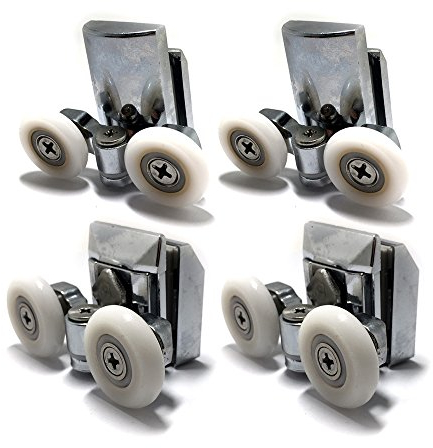 Zinc Alloy Shower Door Twin Rollers Runners - Set of 4 - Top & Bottom (8-10mm) (23mm 2Top & 2 Bottom)
