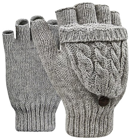 YSXY Damen Fingerlose Handschuhe Thermohandschuhe Fäustlinge mit Knopf Klappe für Frauen und Mädchen Winter Warm Strickhandschuhe Winterhandschuhe
